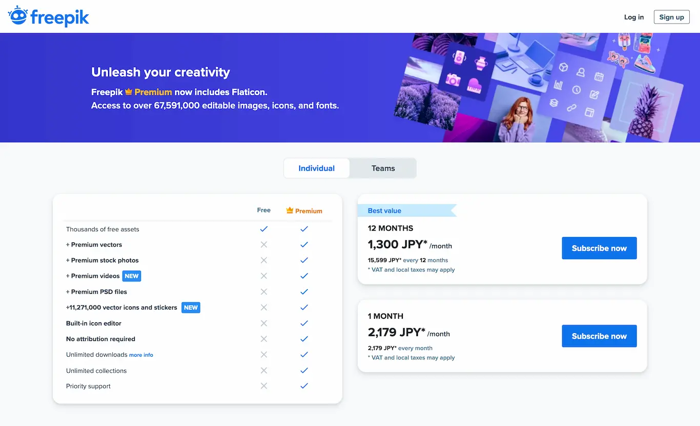 freepik.com subscription pricing plan
