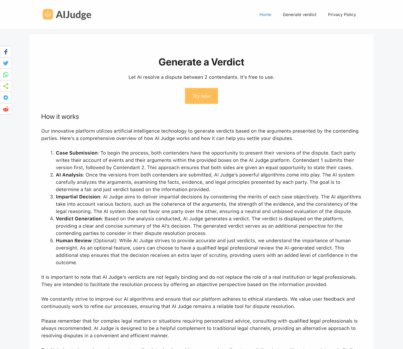 AI Judge – Generate Online Verdict and Resolve Disputes Logo