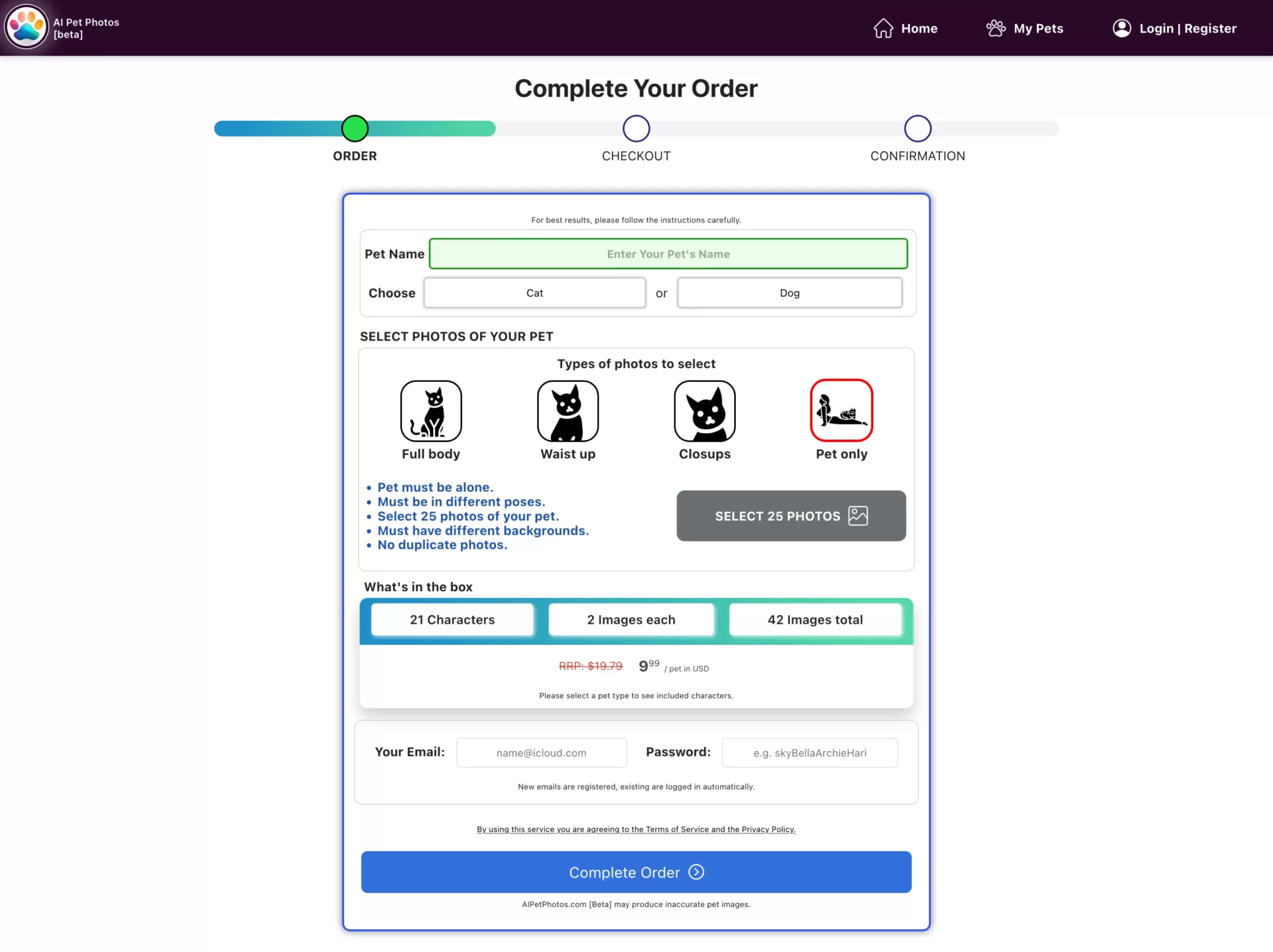 AI Pet Photos-transform your pet into captivating characters with AI-generated Logo