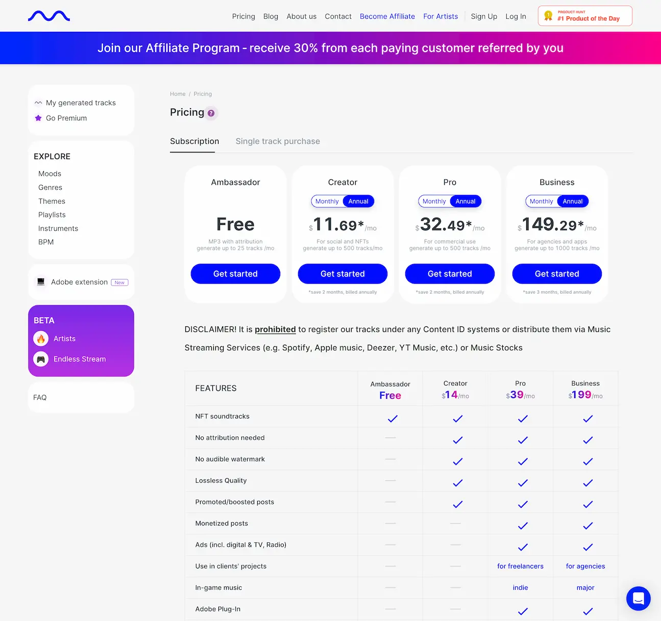 Mubert-Soundtrack for your content made by AI Logo