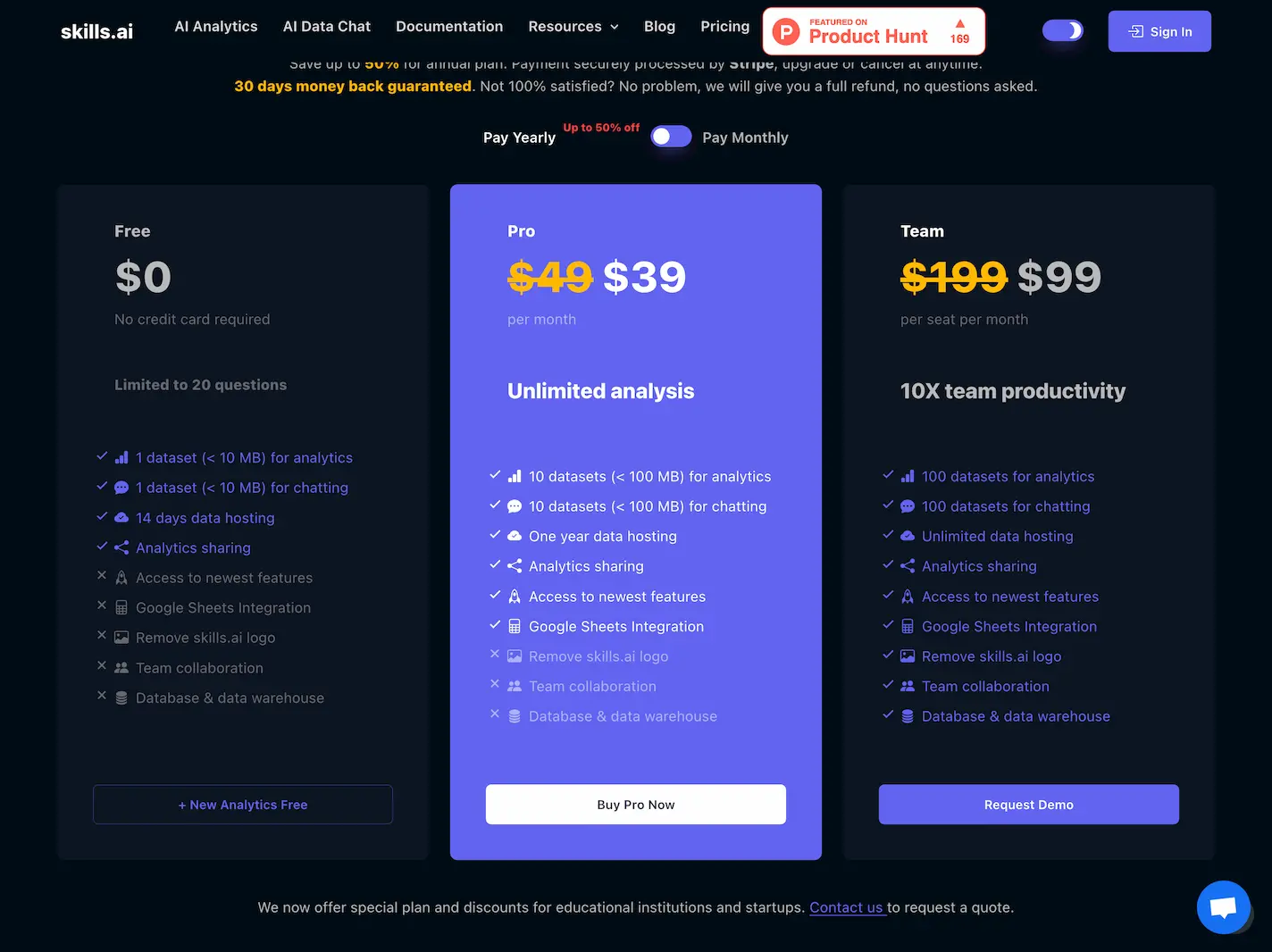 skills.ai – AI Copilot for Data Analytics, Data to Analytics Report in Minutes Logo