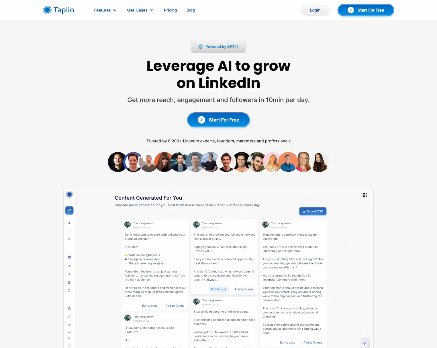 taplio.com.Leverage AI to grow on LinkedIn