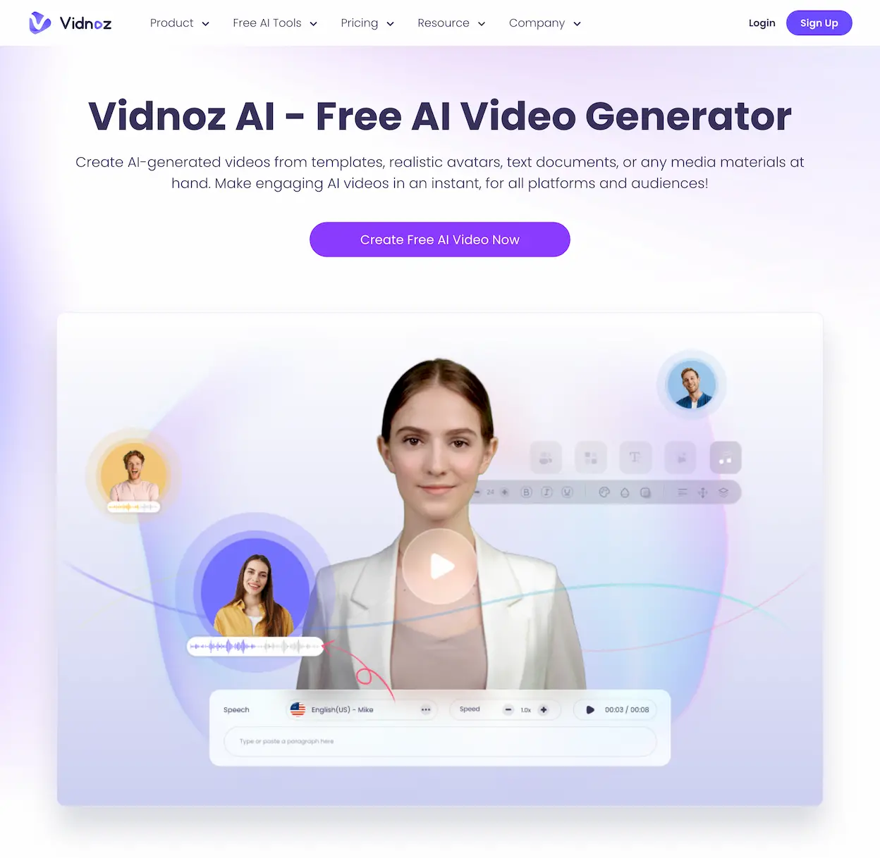 Vidnoz AI-Free Al Video Creator