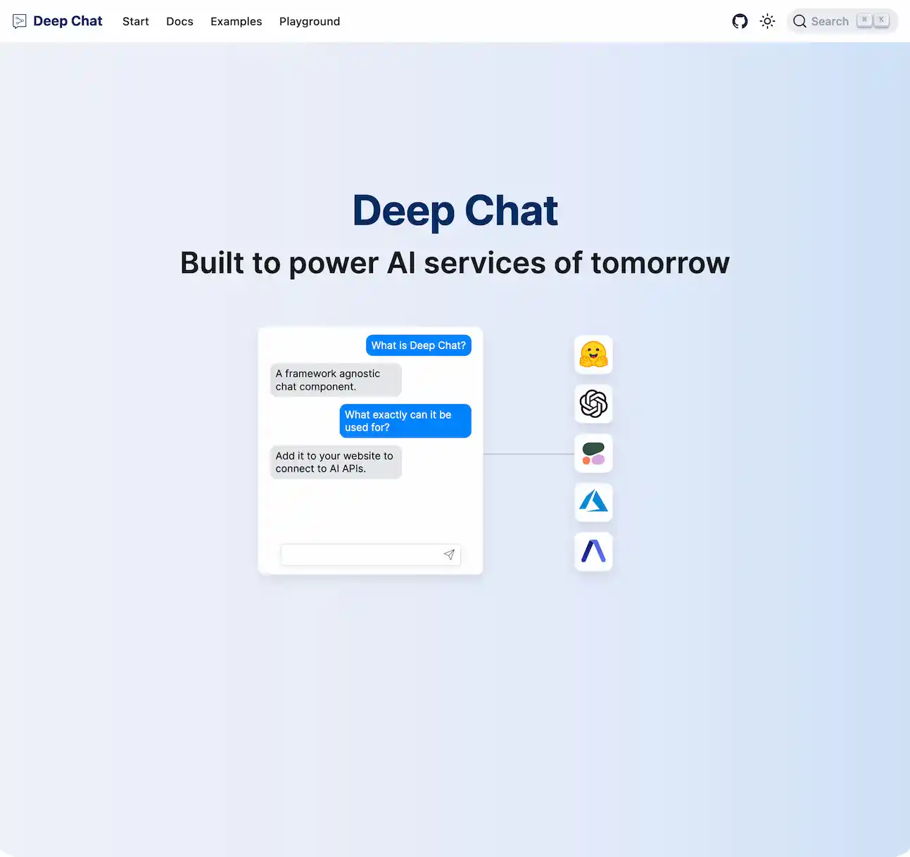 Deep Chat-Open Source Built to power AI services of tomorrow Logo