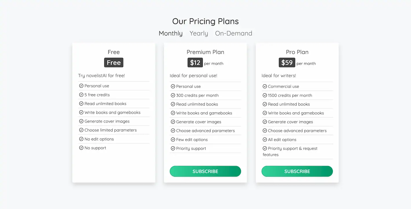 novelistai.com.pricing