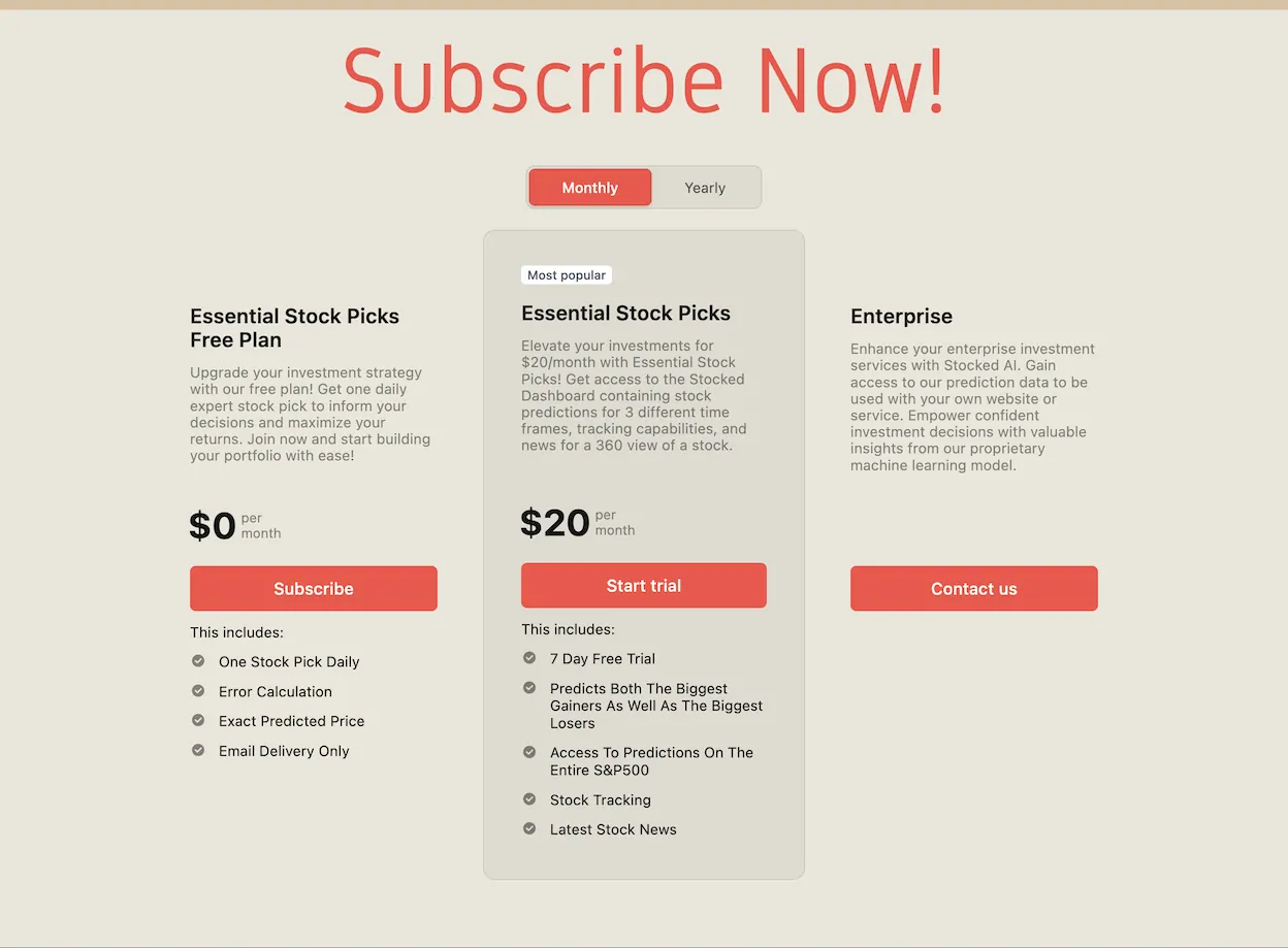 STOCKED- The simplest way to beat the S&P 500 using AI Logo