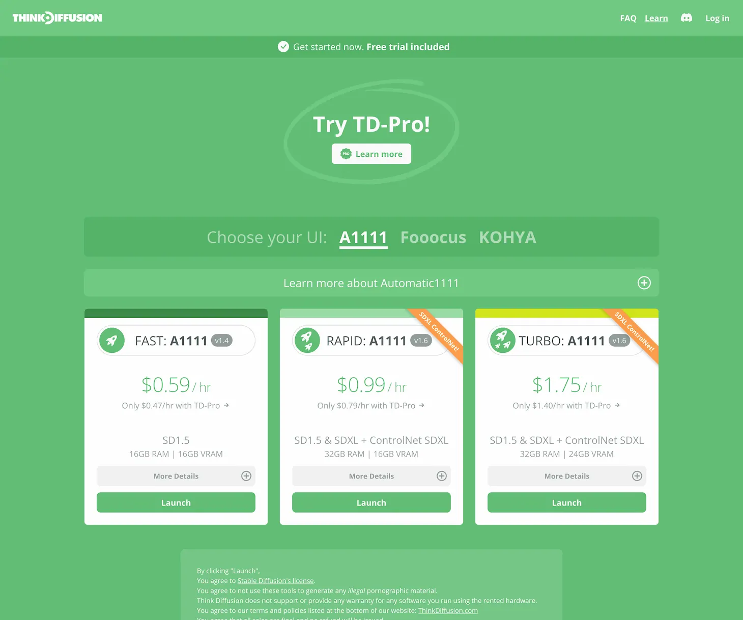 Think Diffusion:Your Stable Diffusion A.I. Art lab in the cloud Logo