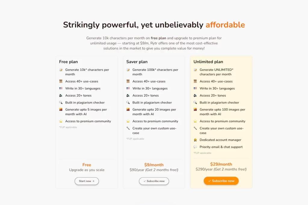 rytr.me.pricing.plan.2024