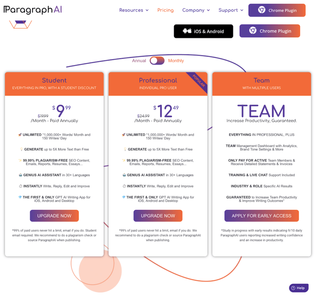paragraphai.com.pricing