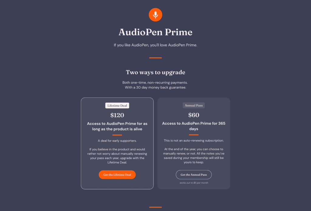 audiopen.ai.pricing