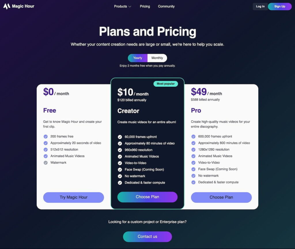 magichour.ai.pricing