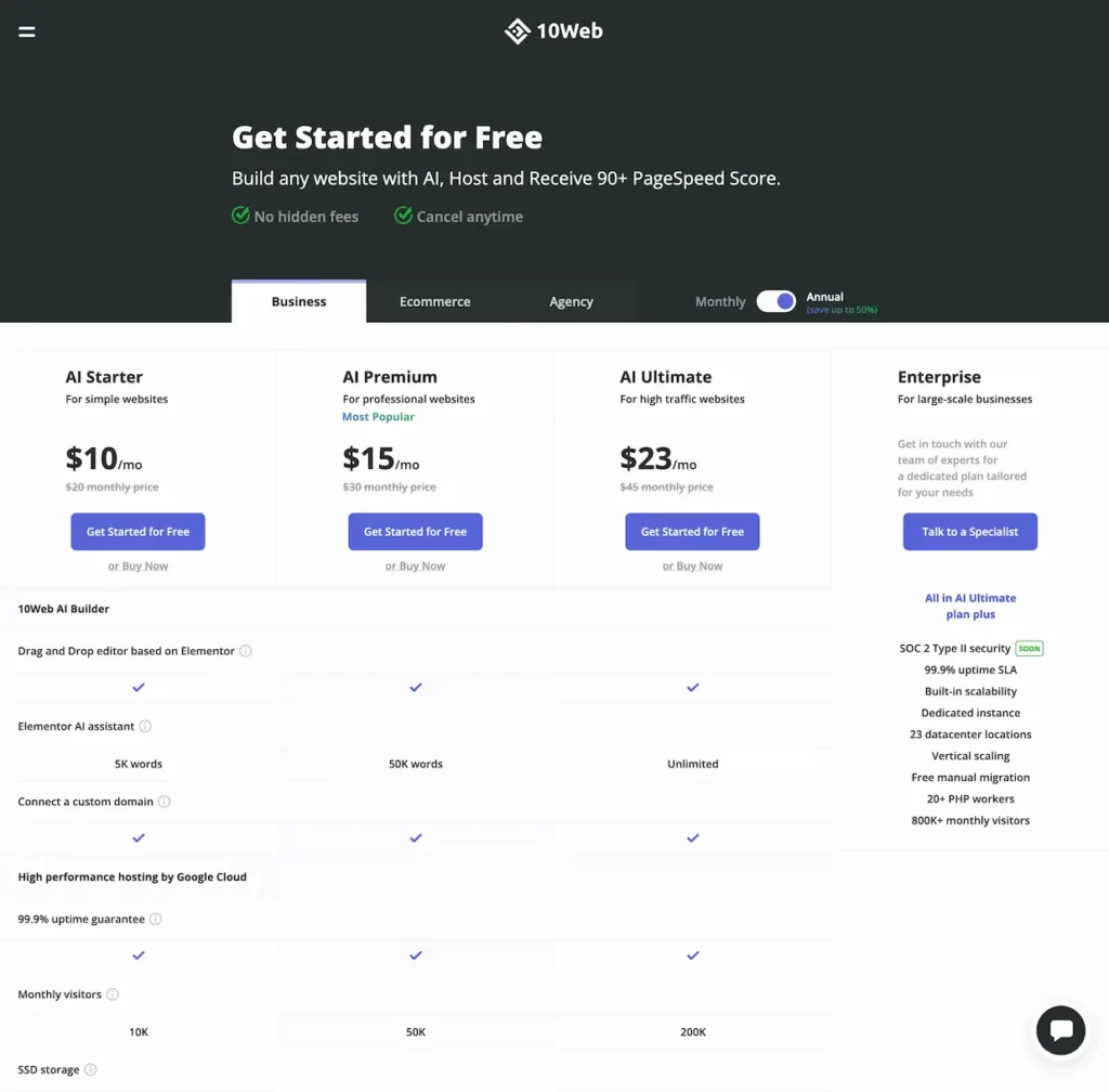 10web.io.pricing