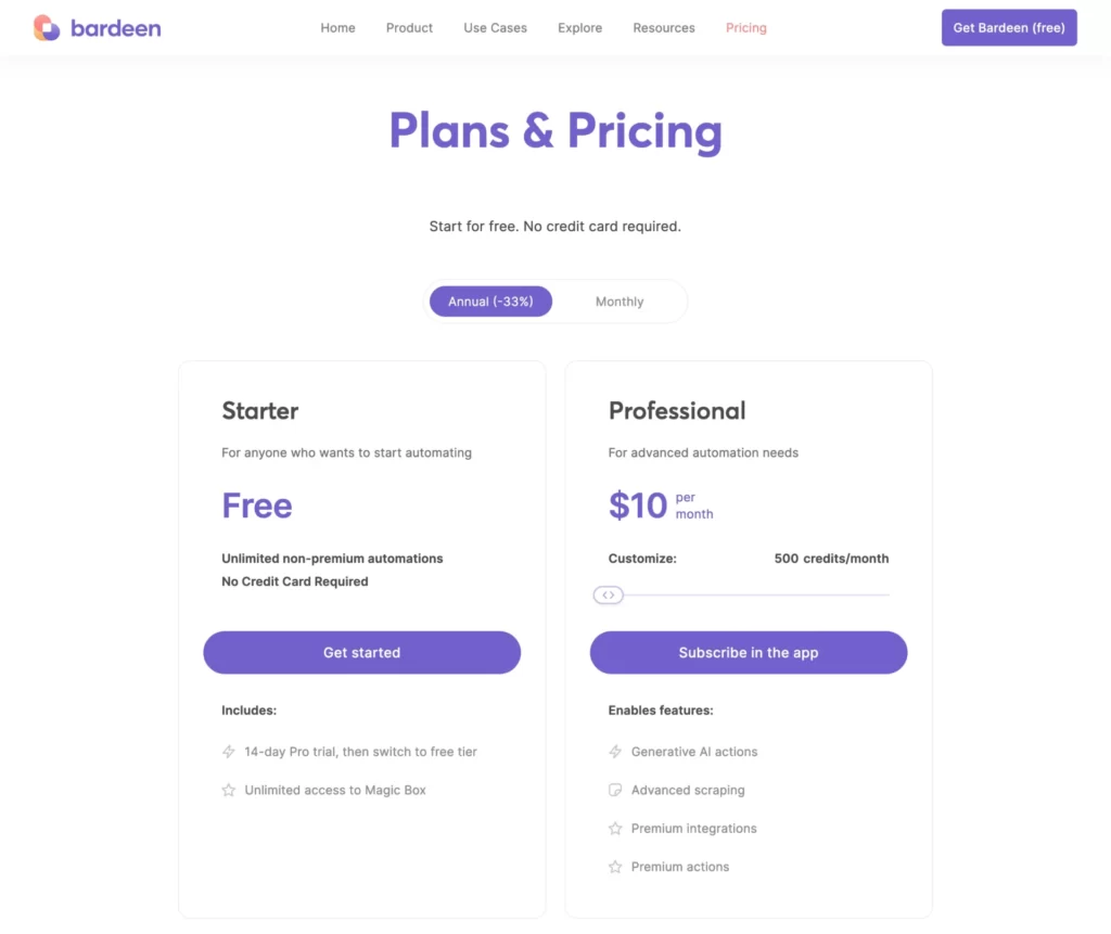 bardeen.ai.pricing