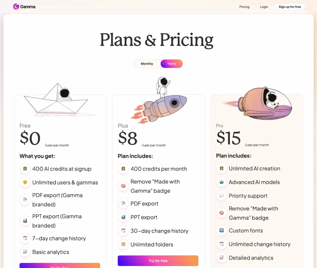 gamma.app.pricing