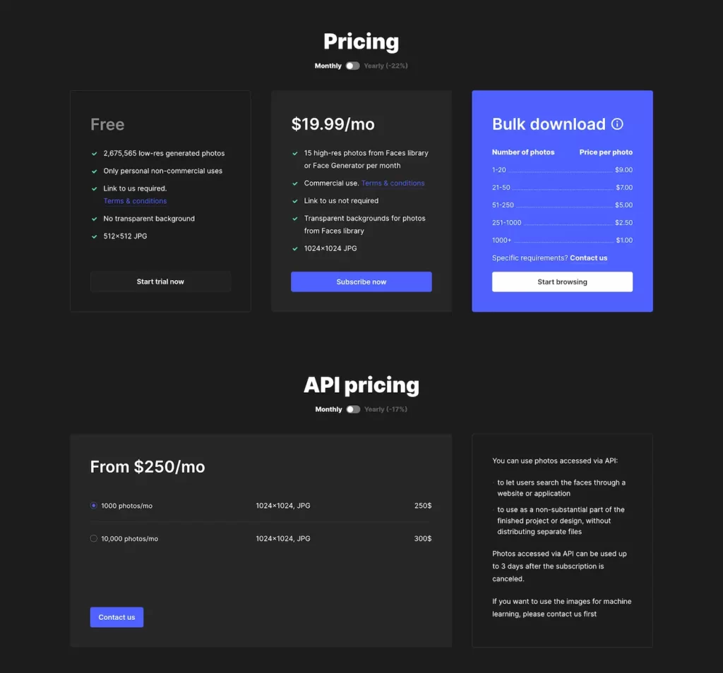 generated.photos.pricing