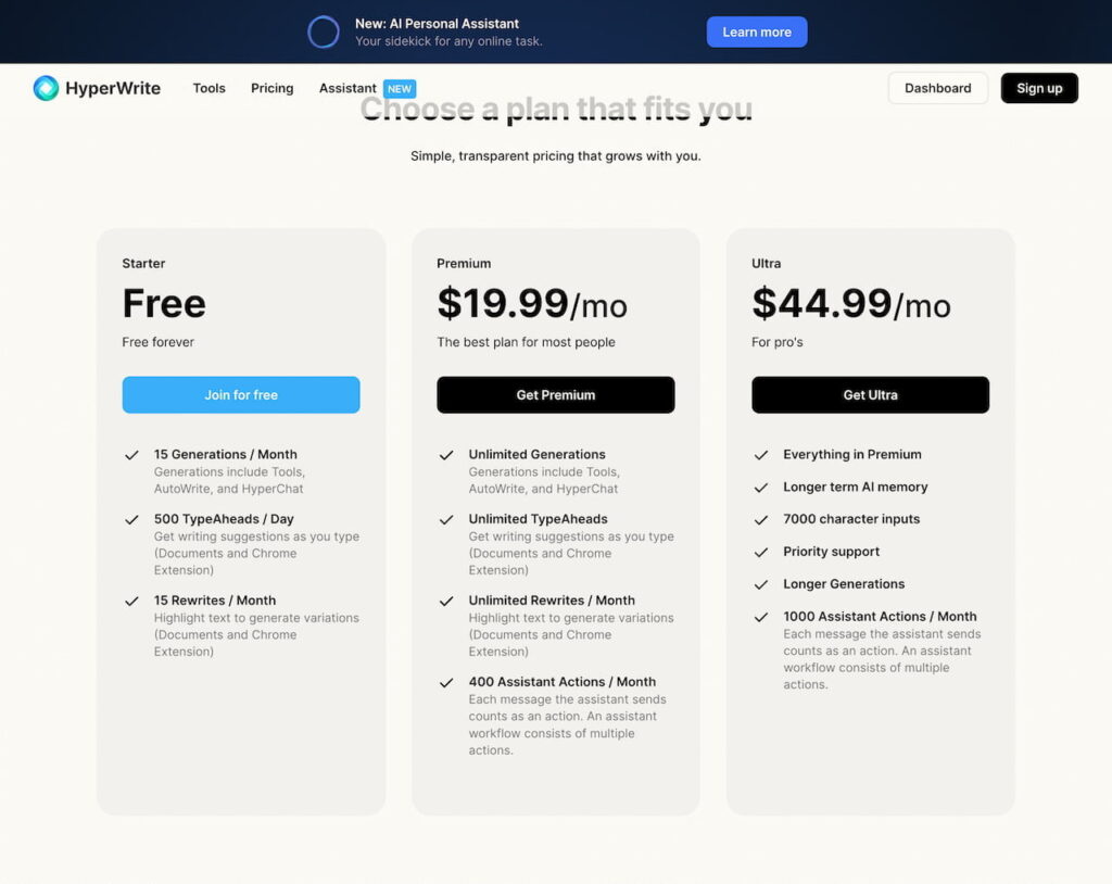 hyperwriteai.com.pricing