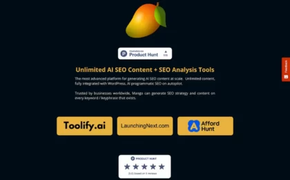 Mango SEO AI-The Future of SEO, Coupon Code Big Sale 5 mangoseo.io
