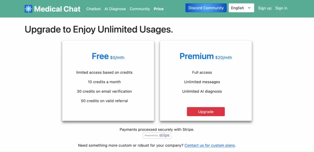 medical.chat-data.com.pricing