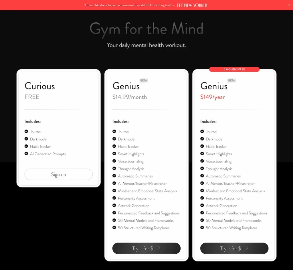 mindsera.com.pricing