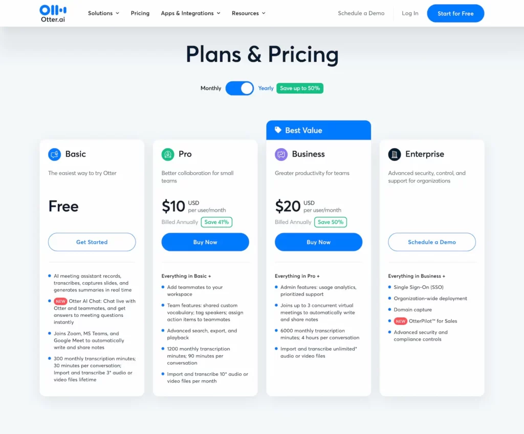 otter.ai.pricing.2024