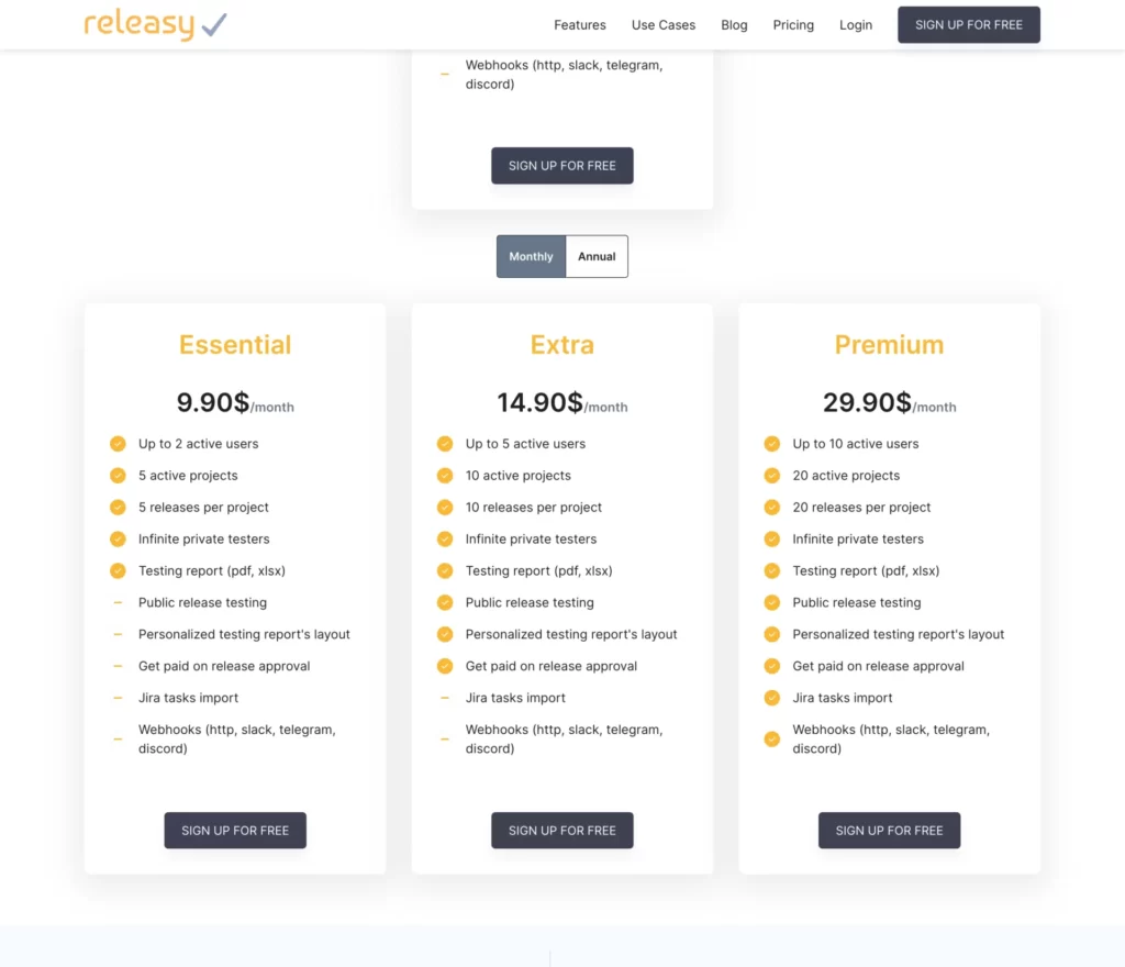 releasyapp.io.pricing