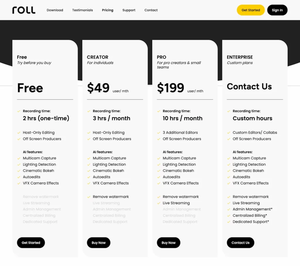roll.ai.pricing