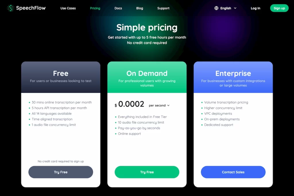 speechflow.io.pricing