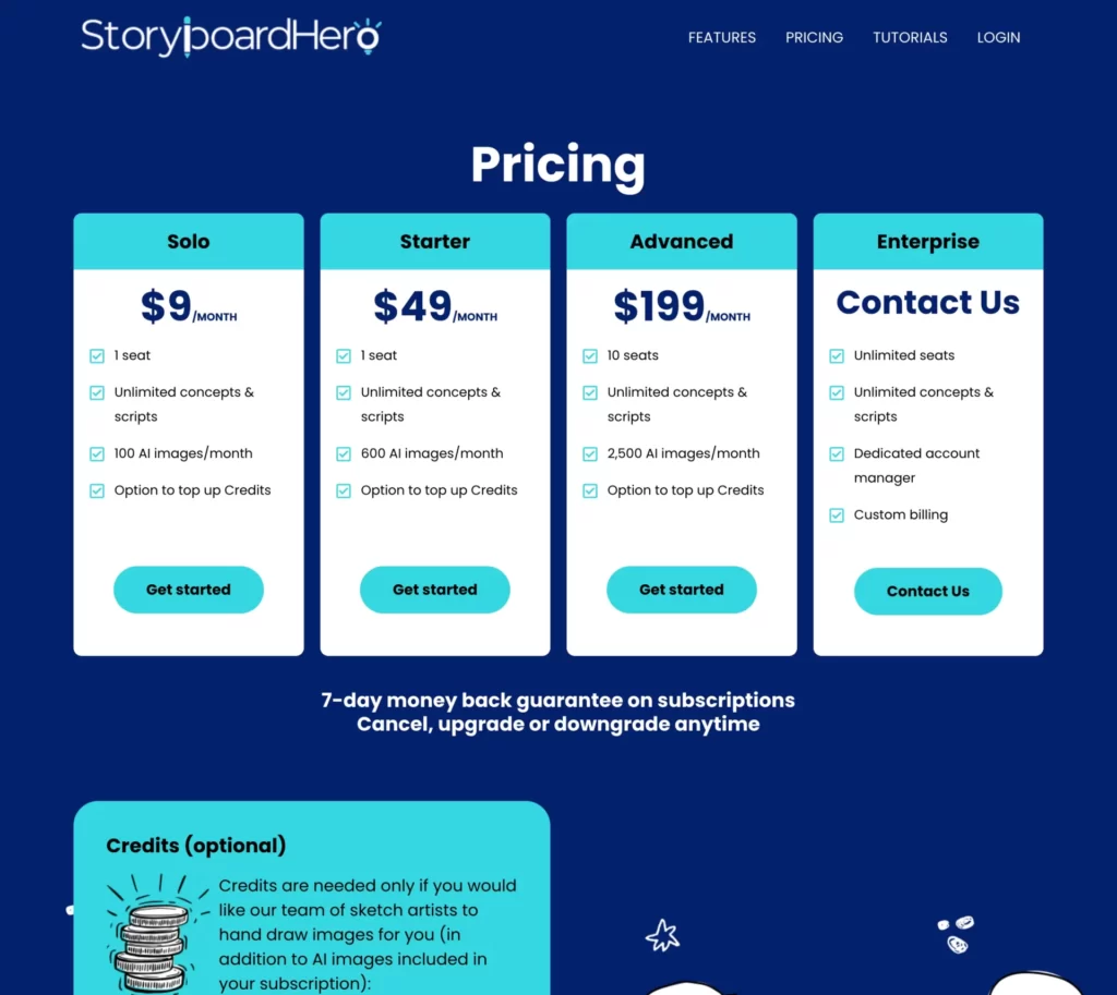 storyboardhero.ai.pricing