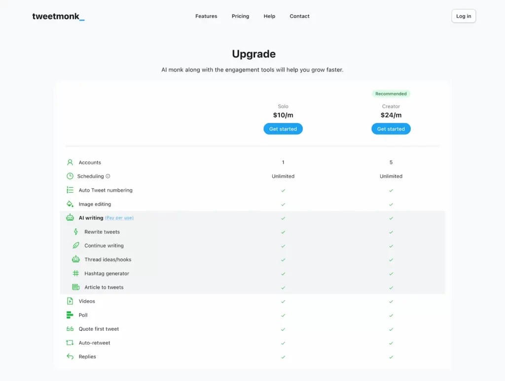 tweetmonk.ai.pricing