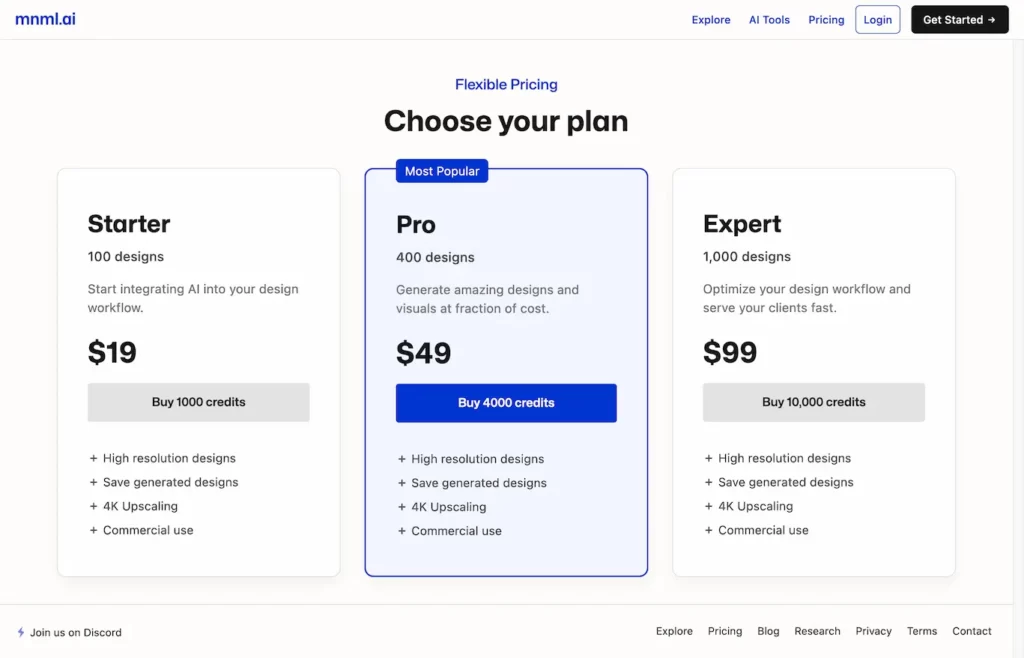 Architecture AI Render pricing plan