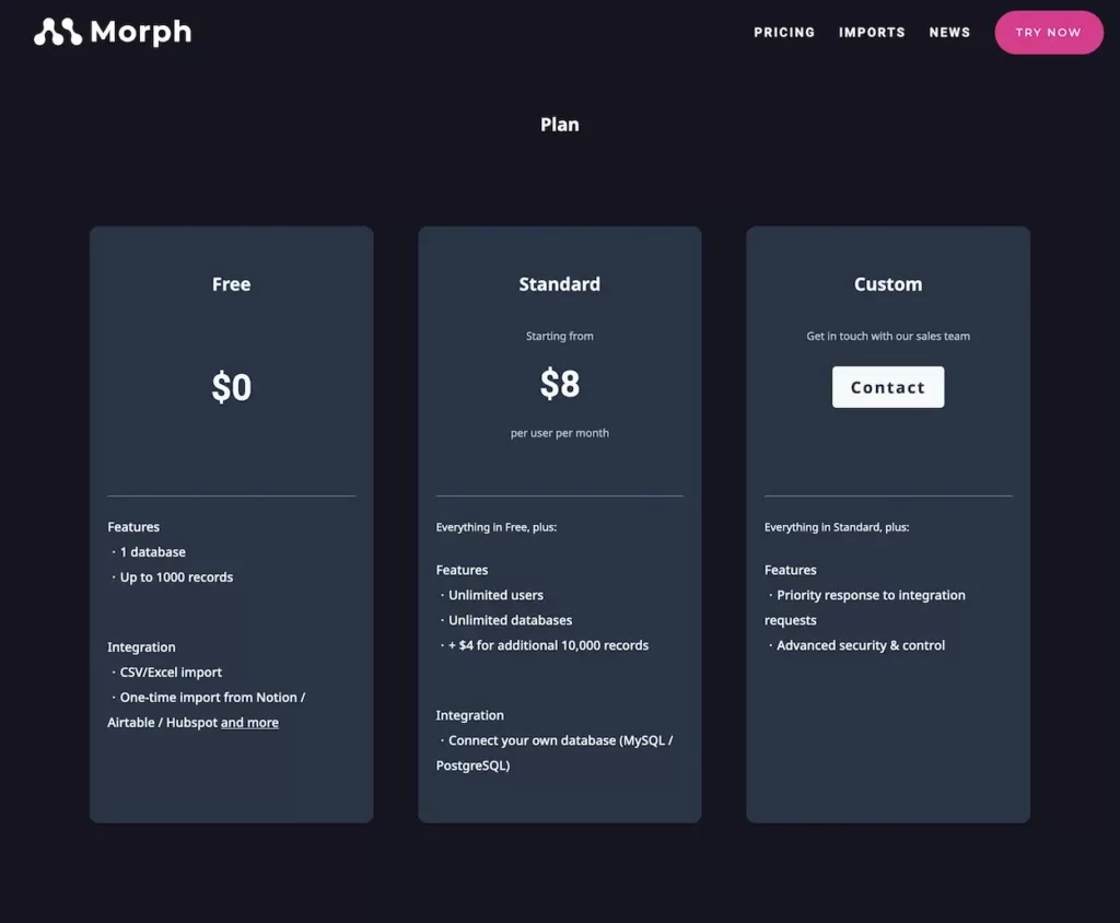 www.morphdb.io.pricing