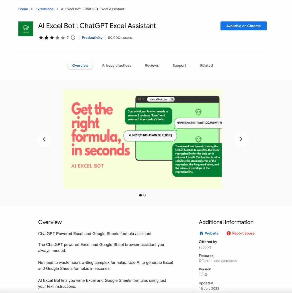 AIExcelBot.com.chrome