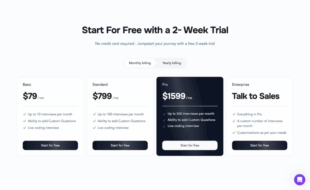 Talently.ai.pricing