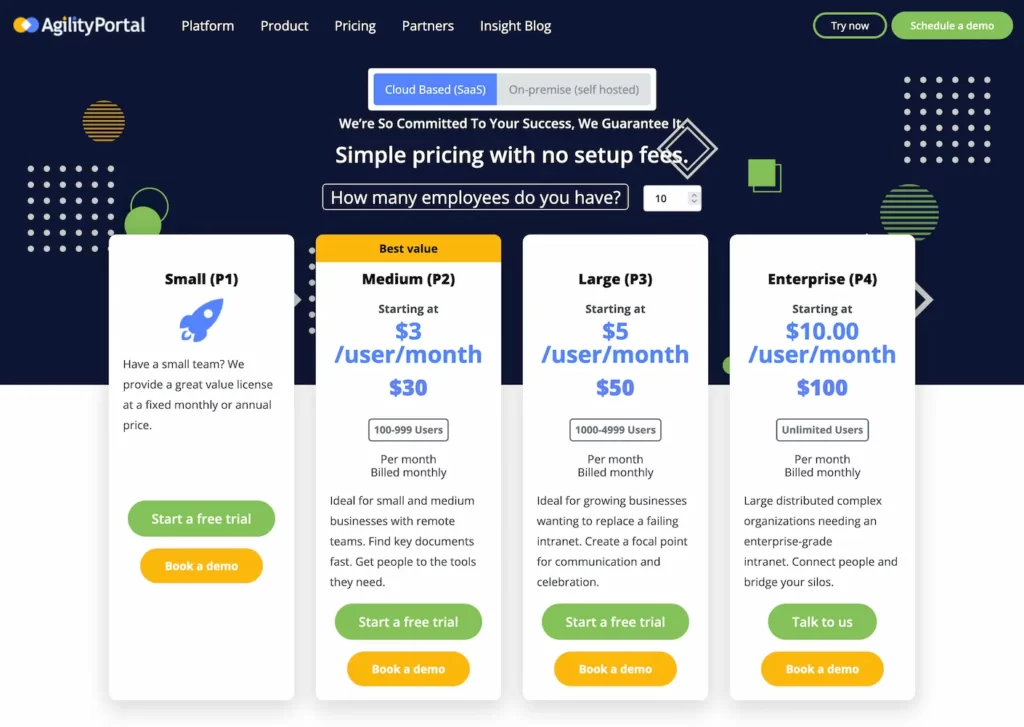 agilityportal.io.product.intranet-software-for-small-business.pricing