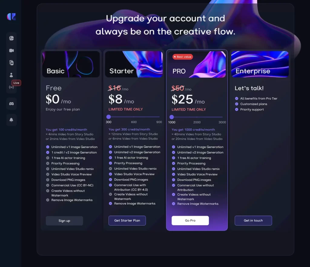 app.artflow.ai.character-builder.pricing