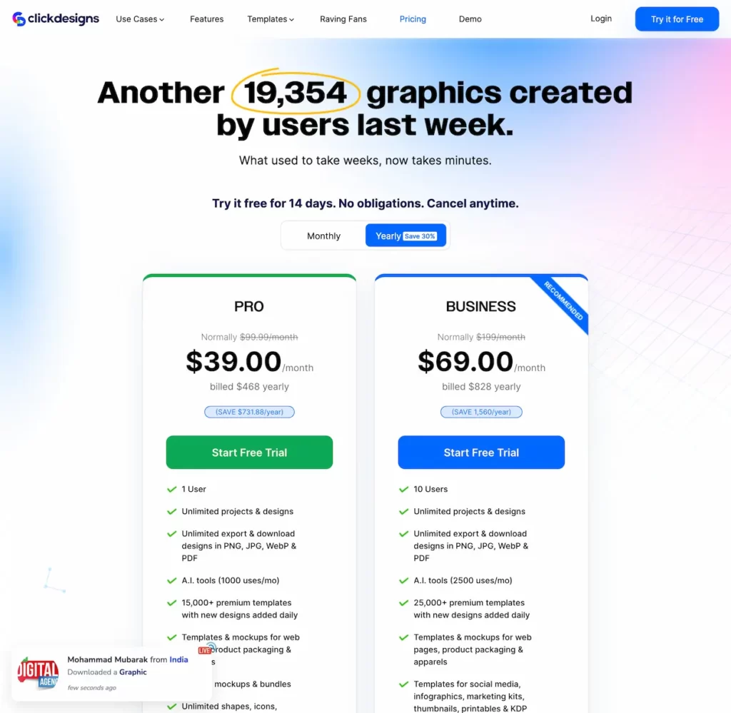 clickdesigns.com.pricing