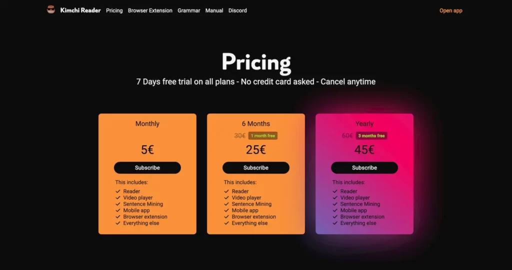 kimchi-reader.app.pricing