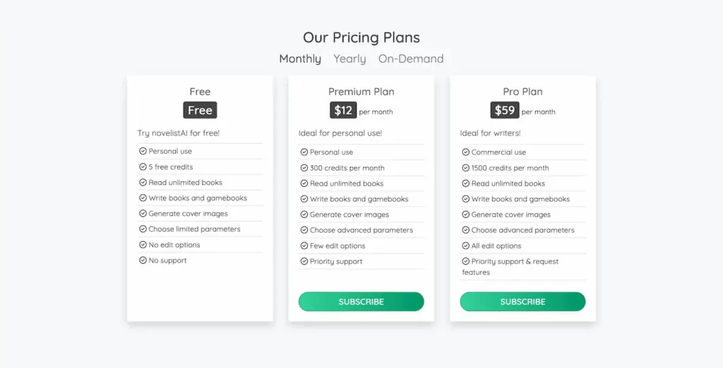 novelistai.com.pricing
