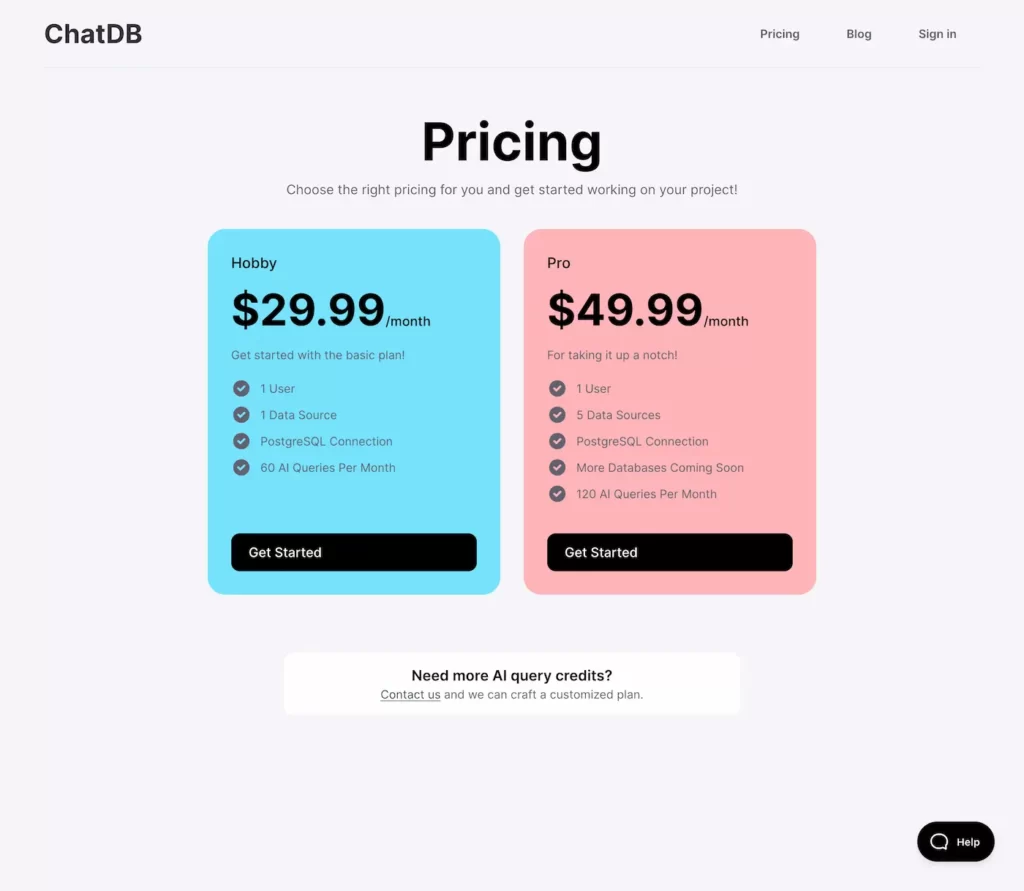 www.chatdb.ai.pricing