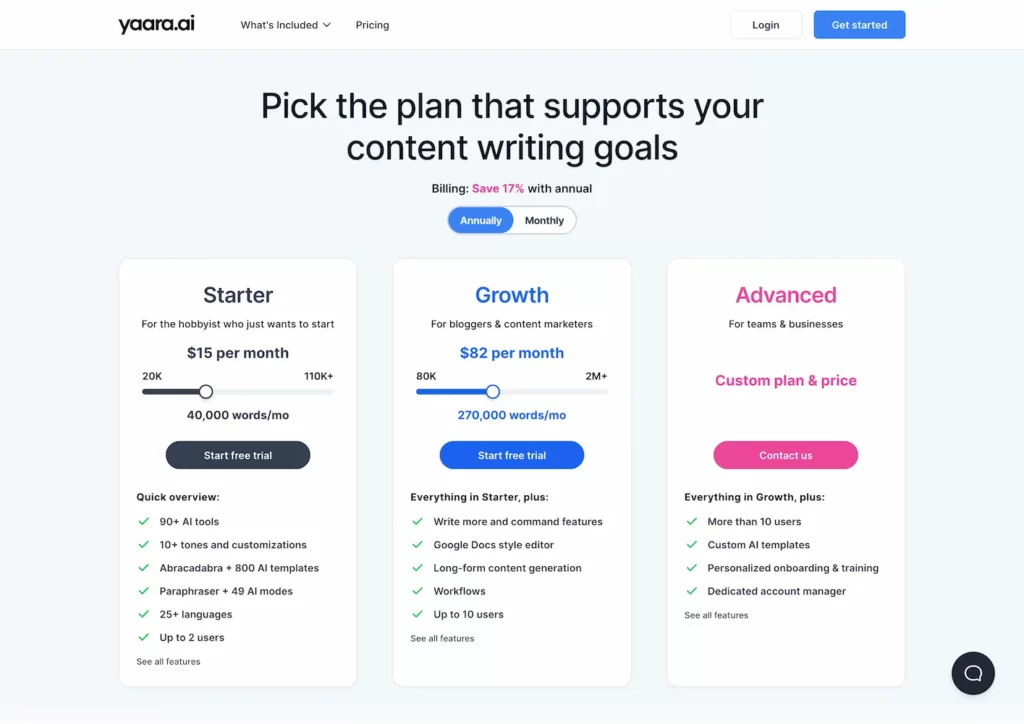 www.yaara.ai.pricing