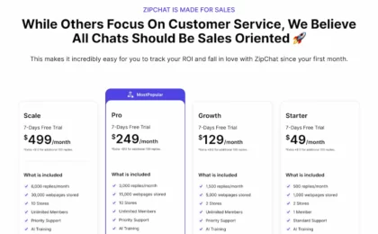 Zipchat AI- AI-powered e-com sales & support 4 zipchat.ai.pricing