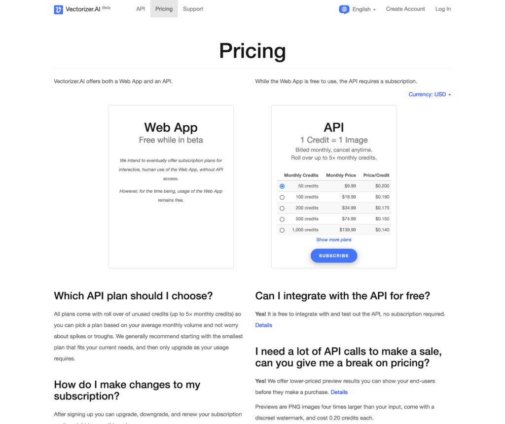 vectorizer.ai.pricing